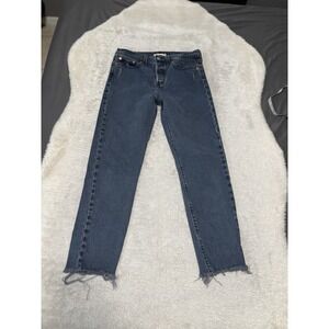 Levis Jeans Women 28 Wedgie Ankle High Rise Button Fly Icon Fit Light Fray 28x27